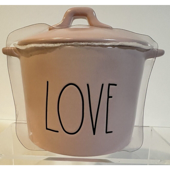 Rae Dunn Pink Love Mini Ceramic Crock Valentines Kitchen Artisan Collection NEW - Picture 10 of 11